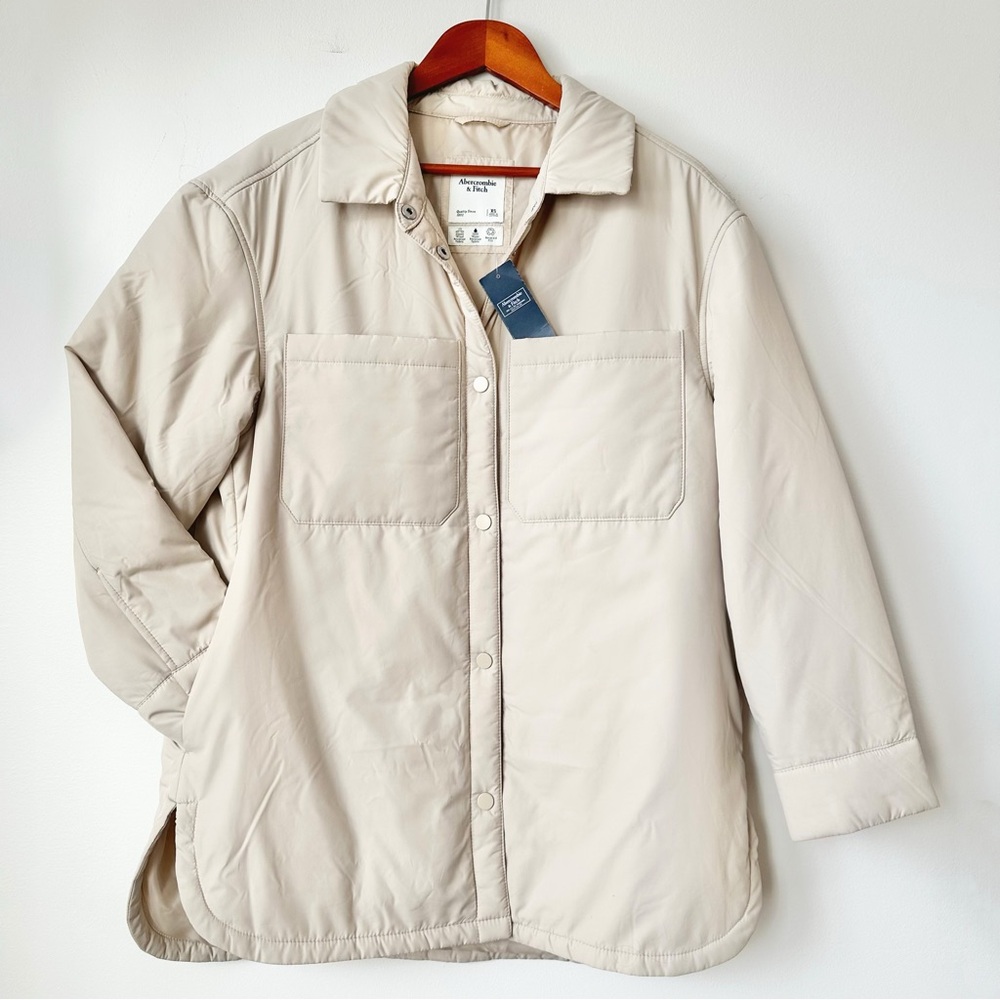 ABERCROMBIE | (NWT) OVERSIZED BUTTON DOWN PUFFER SHIRT JACKET LIGHTWEIGHT CUFFS